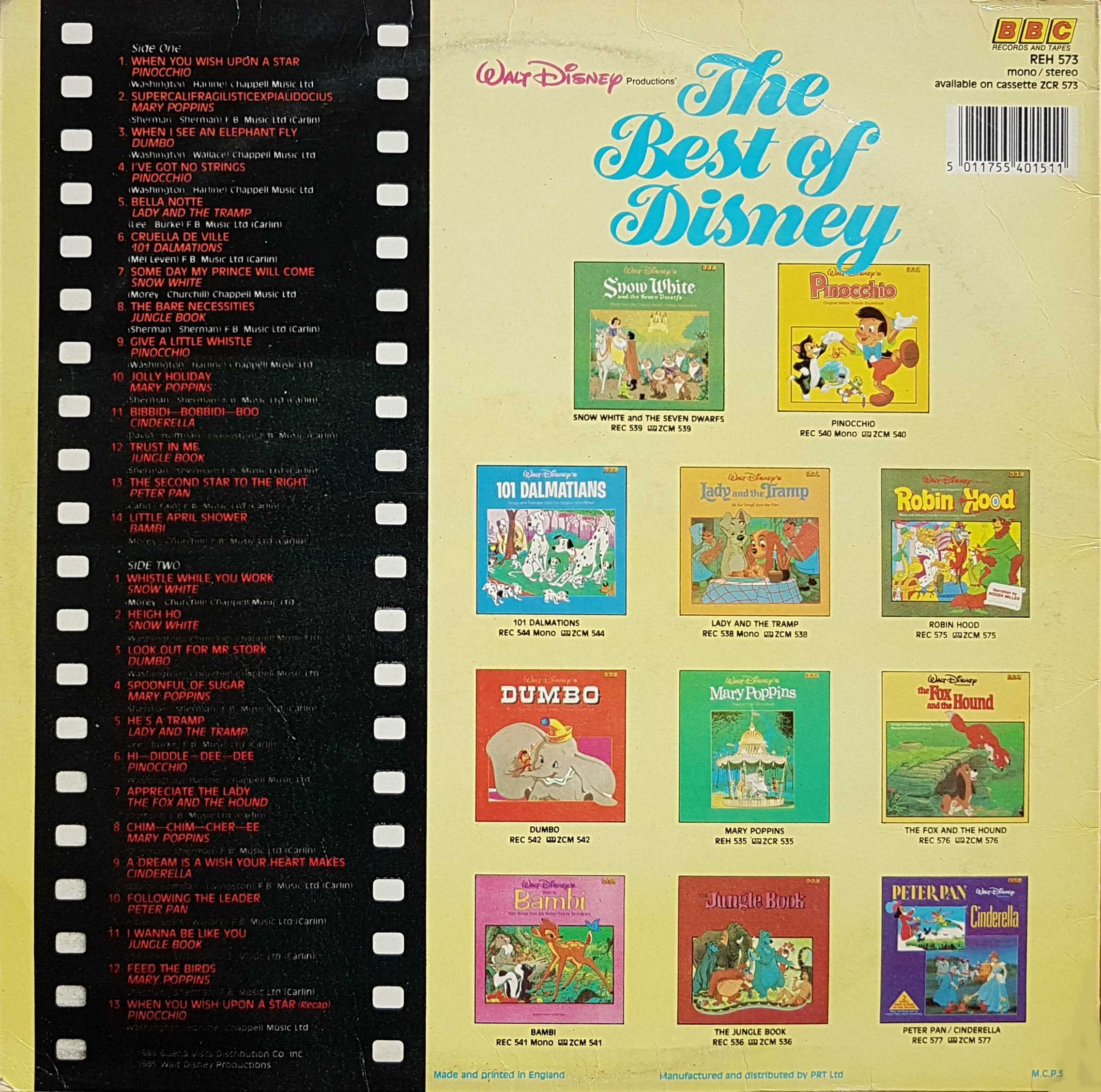 Picture of REH 573 The best of Disney by artist Various from the BBC records and Tapes library